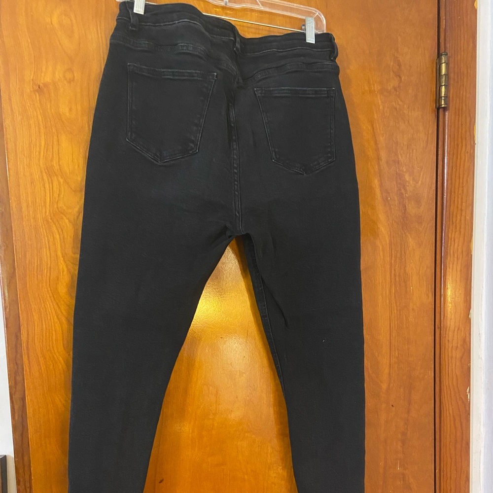 Denim & Co Black Distressed Jeans - Picture 2 of 4